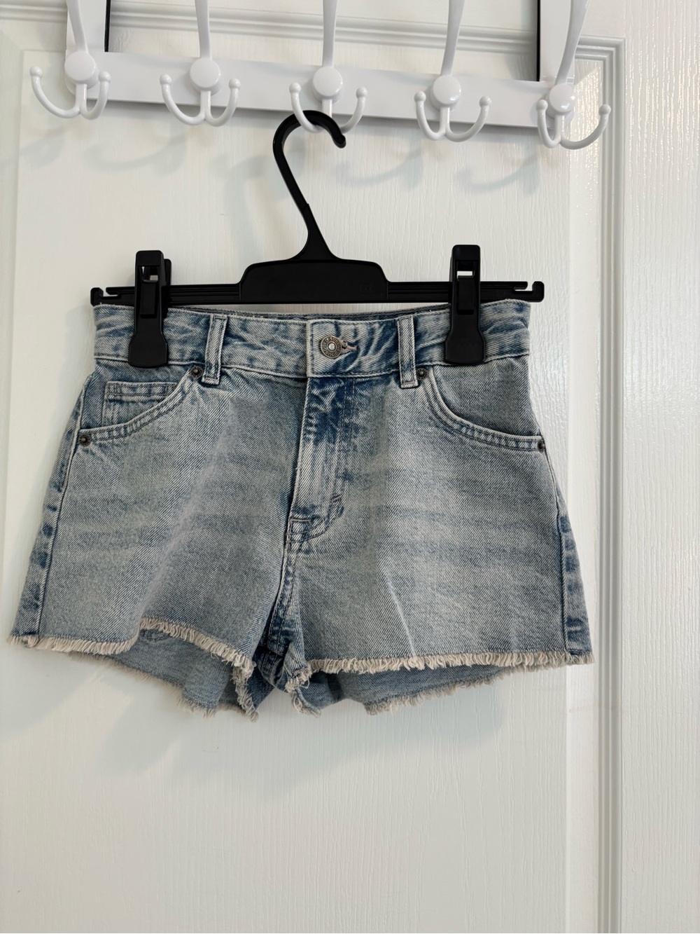 Subdued- High-Rise Light Wash Denim Shorts with Raw Hem